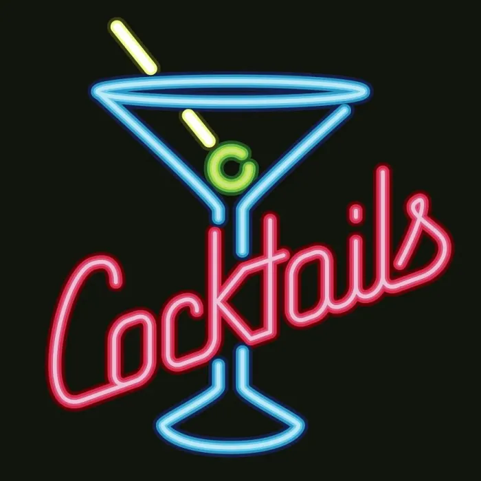 Framed Print : Neon Sign Cocktail Lounge Icon
