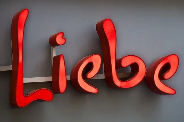 Neon sign with the word Liebe, German for Love