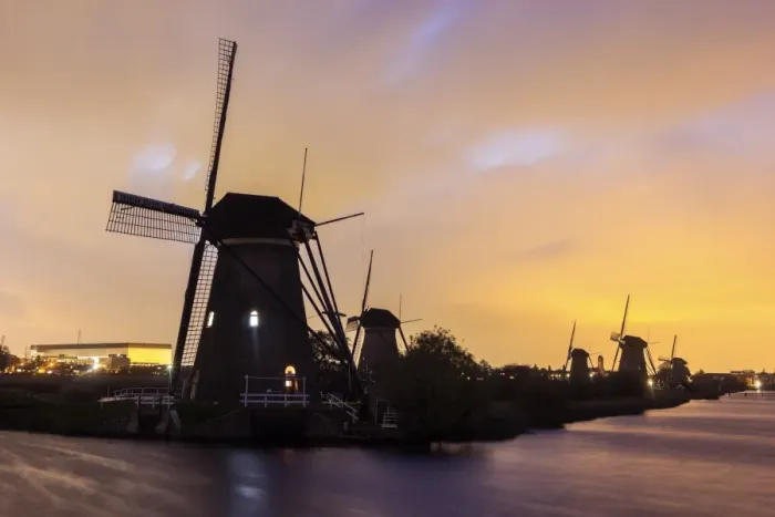 Framed Print : Netherlands, South Holland, Kinderdijk, Silhouette of traditional windmills Framed Print : Netherlands, South Holland, Kinderdijk, Silhouette of traditional windmills