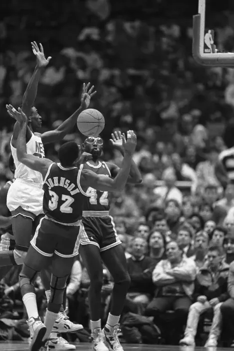Framed Print : Nets and Lakers Team Players in Action Framed Print : Nets and Lakers Team Players in Action