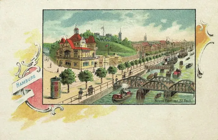 Framed Print : Neues Faehrhaus, St. Pauli, Hamburg, Germany, postcard with text, view around ca 1910, historical, digital reproduction of a historical postcard, public domain, from that time, exact date unknown Framed Print : Neues Faehrhaus, St. Pauli, Hamburg, Germany, postcard with text, view around ca 1910, historical, digital reproduction of a historical postcard, public domain, from that time, exact date unknown