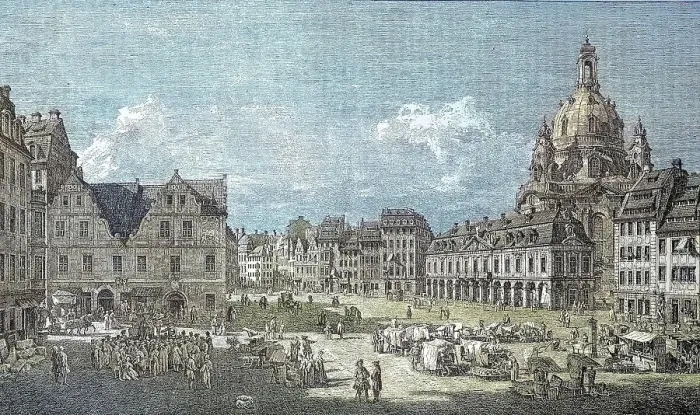 Framed Print : The Neumarkt, Platz der Hauptwache in Dresden, Germany, 1752, on the left the Gewandhaus, on the right the royal stables and the Church of Our Lady, Historic, digitally restored reproduction from a 19th century original Framed Print : The Neumarkt, Platz der Hauptwache in Dresden, Germany, 1752, on the left the Gewandhaus, on the right the royal stables and the Church of Our Lady, Historic, digitally restored reproduction from a 19th century original