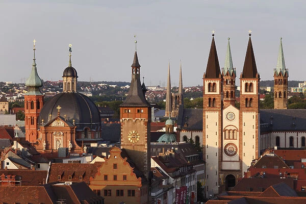 Neumuenster Church, Grafeneckart, Cathedral, Wuerzburg, Lower Franconia, Franconia, Bavaria, Germany, Europe, PublicGround