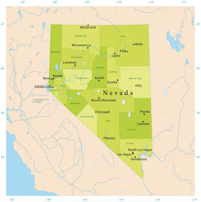 Framed Print : Nevada Vector Map