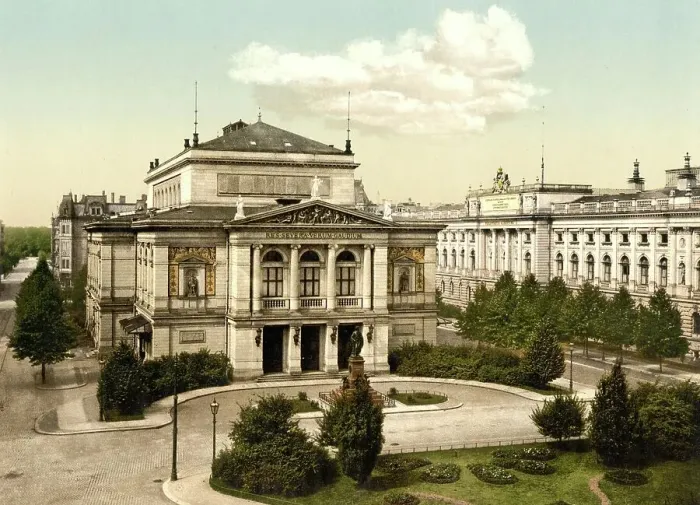 Framed Print : The new concert hall and library in Leipzig, Saxony, Germany, Historic, digitally restored reproduction of a photochrome print from the 1890s Framed Print : The new concert hall and library in Leipzig, Saxony, Germany, Historic, digitally restored reproduction of a photochrome print from the 1890s