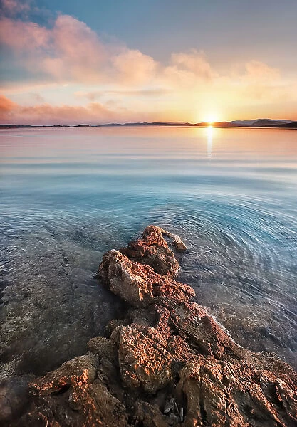 New dawn. Beautiful sunrise off the coast of the island of Dugi Otok in Croatia