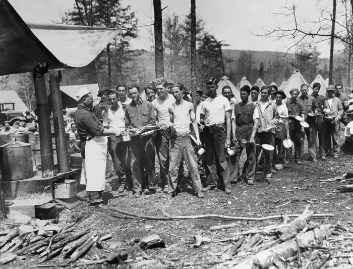 Framed Print : The New Deal: Volunteer Foresters First Day in Camp Framed Print : The New Deal: Volunteer Foresters First Day in Camp