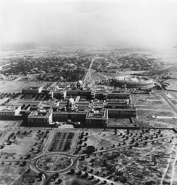 New Delhi. An aerial view of the Government buildings of New Delhi