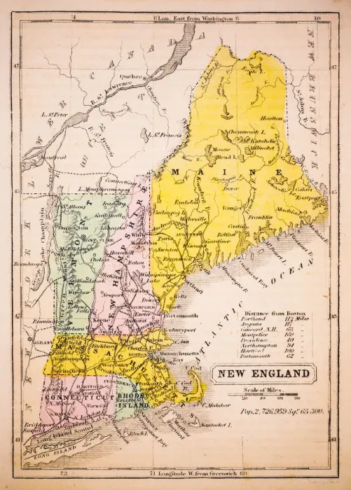 Framed Print : New England 1852 Map Framed Print : New England 1852 Map