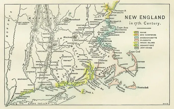 Framed Print : New England map 1895 Framed Print : New England map 1895