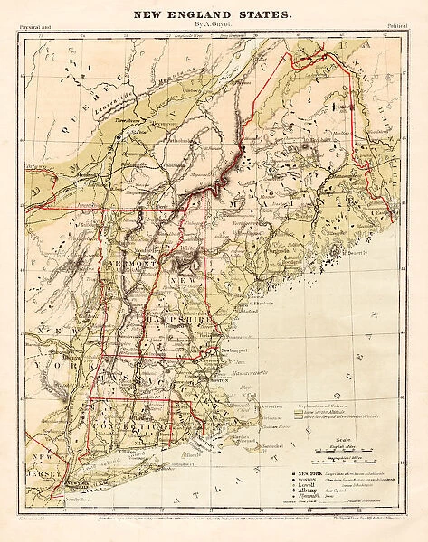 New England states map 1867