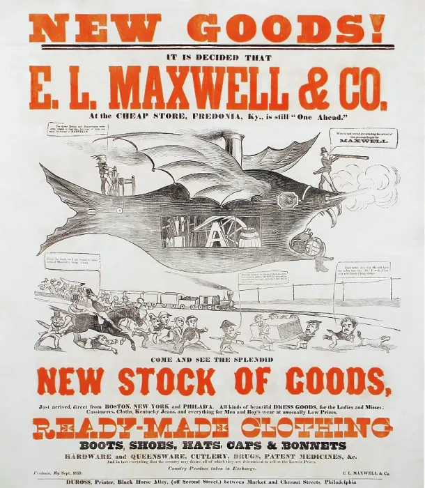 Framed Print : New Goods. Advertising broadside for dry goods Framed Print : New Goods. Advertising broadside for dry goods