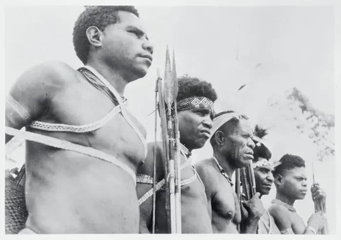 Framed Print : New Guinea Natives Pausing Framed Print : New Guinea Natives Pausing