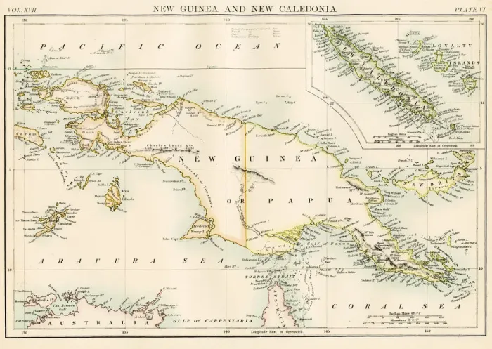 Framed Print : New Gunia Papua map 1884 Framed Print : New Gunia Papua map 1884