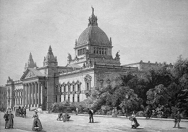 The New Imperial Court Building in Leipzig, Germany, c. 1900, Historic, digital reproduction of an original 19th-century artwork