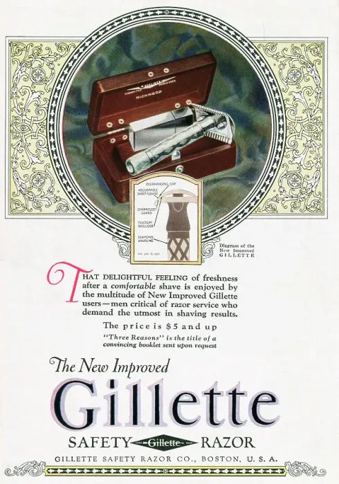 Framed Print : The New Improved Gillette Safety Razor Advertisement Framed Print : The New Improved Gillette Safety Razor Advertisement