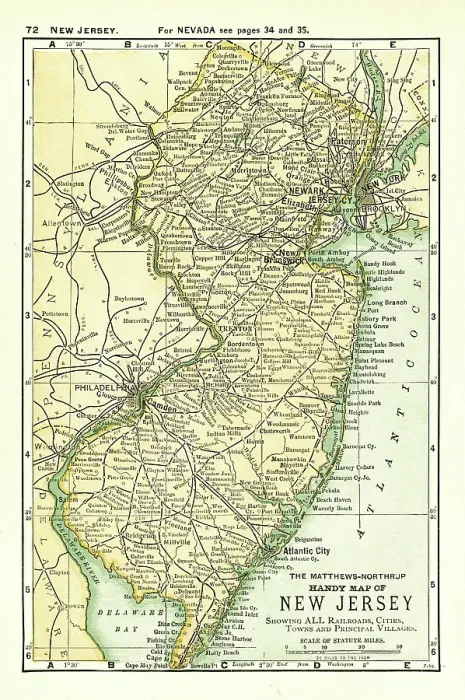 Framed Print : New Jersey map 1898 Framed Print : New Jersey map 1898