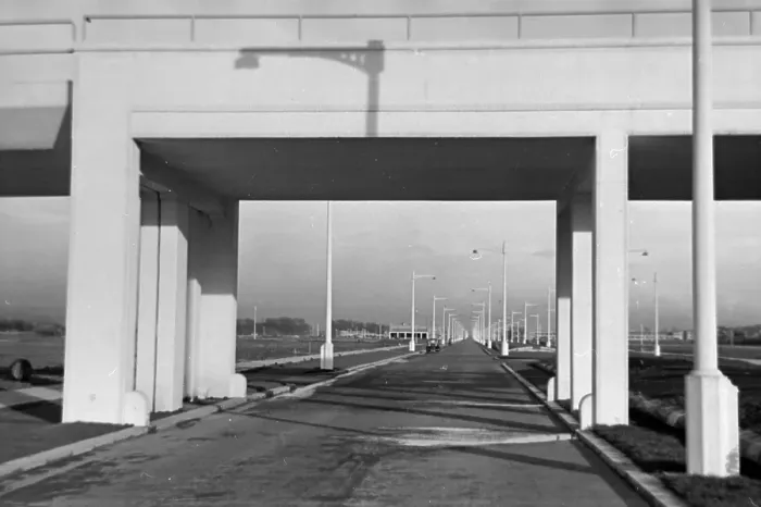 Framed Print : New Road. 17th December 1938: A newly constructed suburban road running Framed Print : New Road. 17th December 1938: A newly constructed suburban road running