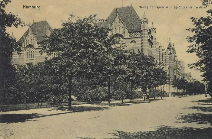 Framed Print : New Telephone Office, largest in the world, Hamburg, Germany, postcard with text, view circa 1910, historical, digital reproduction of a historical postcard, public domain, from that time, exact date unknown Framed Print : New Telephone Office, largest in the world, Hamburg, Germany, postcard with text, view circa 1910, historical, digital reproduction of a historical postcard, public domain, from that time, exact date unknown