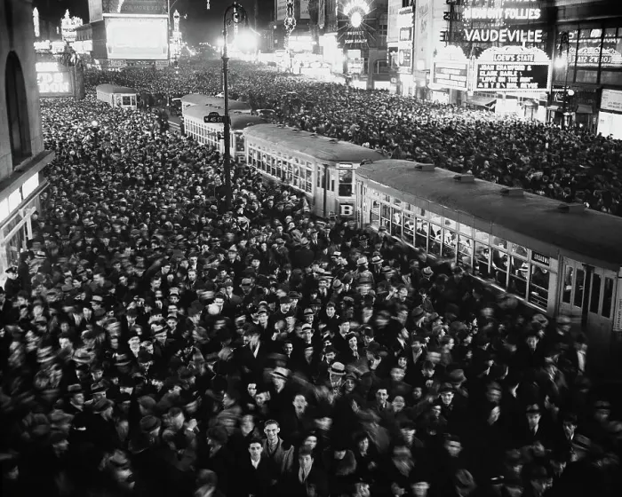 Framed Print : New Year's Crowd in Times Square, 1938 Framed Print : New Year's Crowd in Times Square, 1938