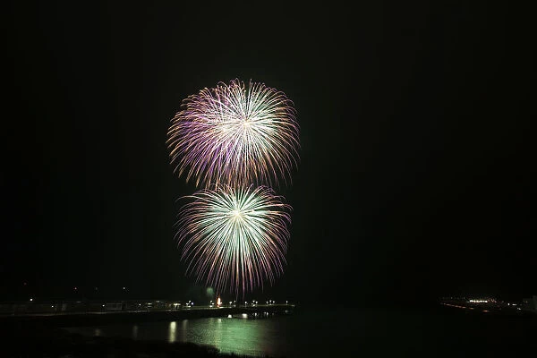 New Years Eve fireworks, Helgoland, Schleswig-Holstein, Germany, Europe