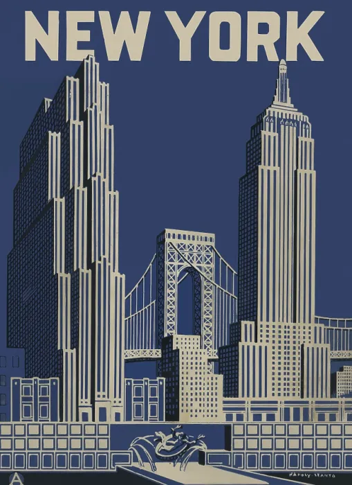 Framed Print : New York. A travel brochure for New York City features an illustration Framed Print : New York. A travel brochure for New York City features an illustration