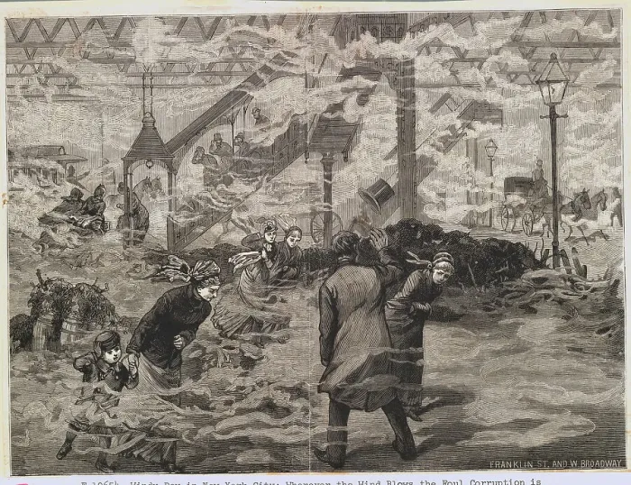 Framed Print : New York Citizens Braving Wind Torn Street Framed Print : New York Citizens Braving Wind Torn Street