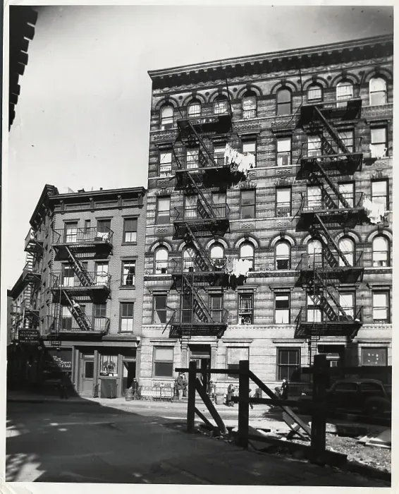 Framed Print : New York City Apartment Buildings with Clotheslines