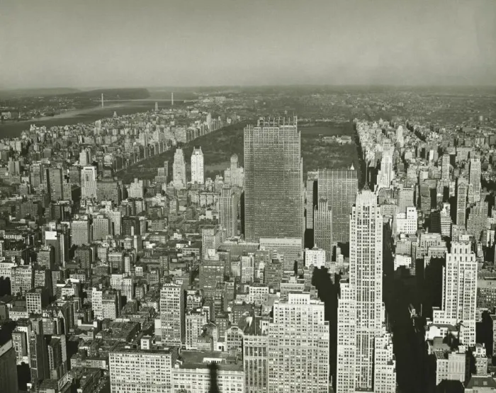 Framed Print : New York City, (B&W), (Aerial view)