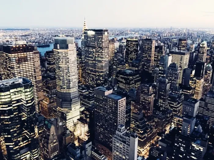 Framed Print : New York City cityscape aerial view at night Framed Print : New York City cityscape aerial view at night