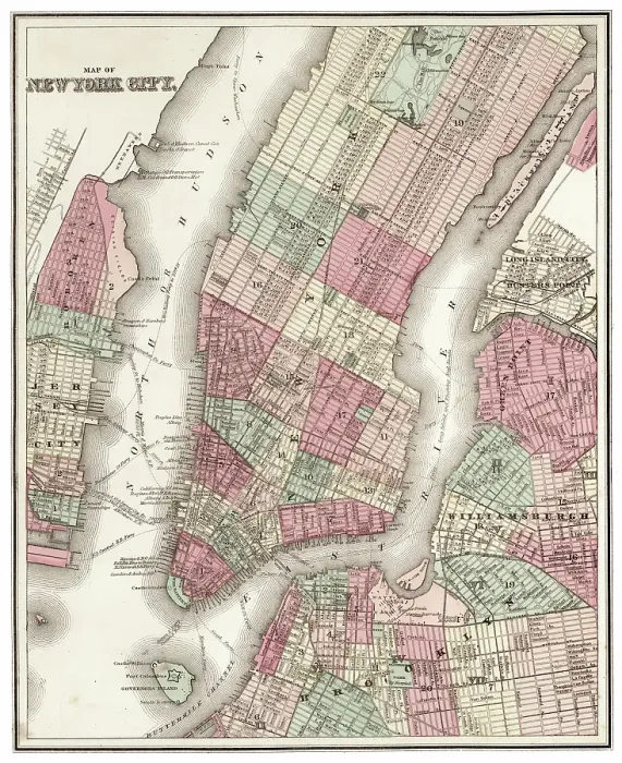 Framed Print : New York city map 1881