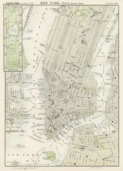Framed Print : New York city map 1884 Framed Print : New York city map 1884