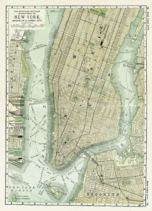 Framed Print : New York city map 1898 Framed Print : New York city map 1898