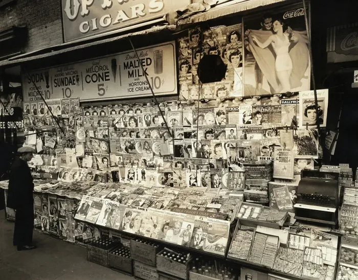 Framed Print : New York City Newstand in 1935 Framed Print : New York City Newstand in 1935