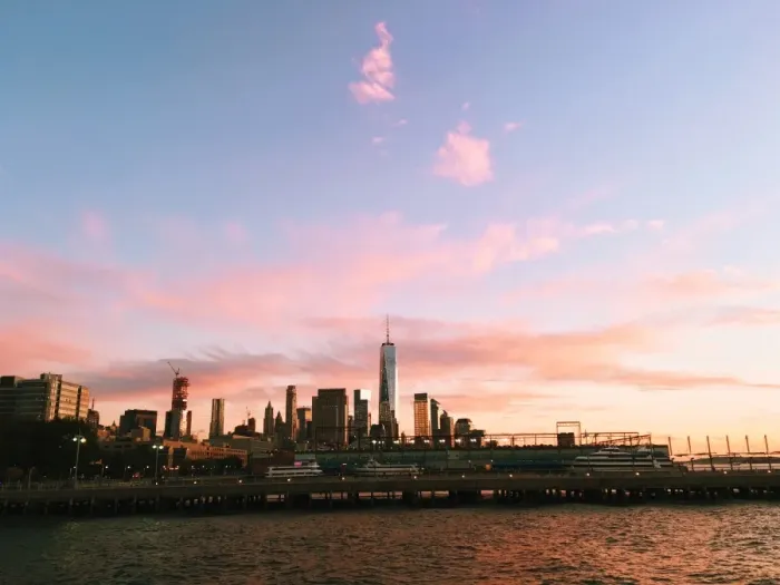 Framed Print : New York City skyline at sunset
