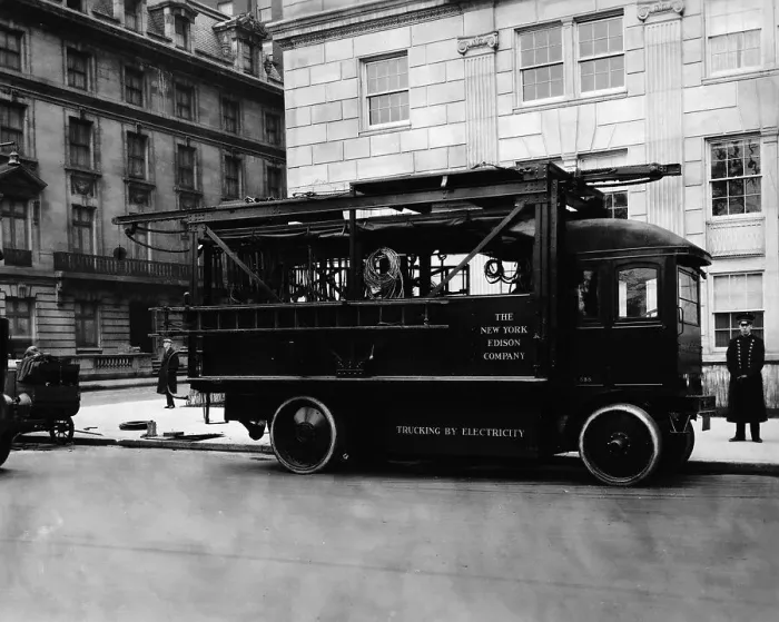 Framed Print : New York Edison Company Truck Running on Electricity Framed Print : New York Edison Company Truck Running on Electricity