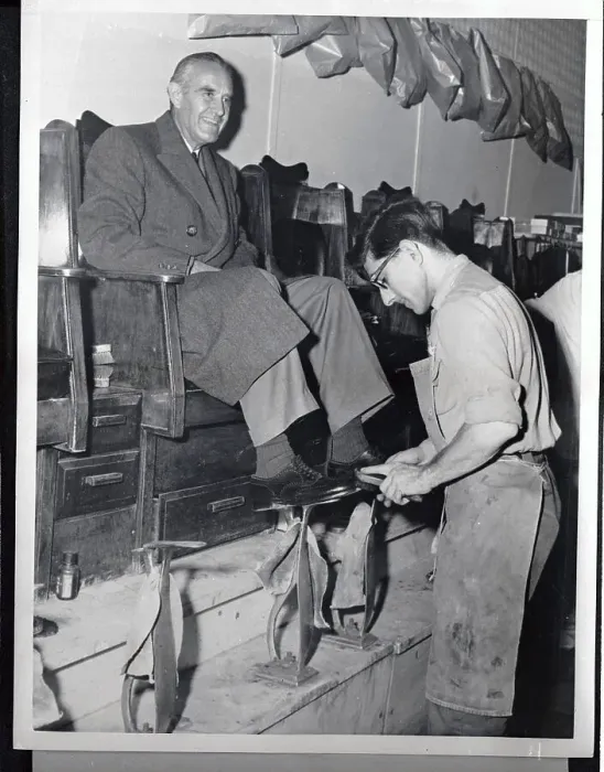 Framed Print : New York Governor Averell Harriman Getting His Shoes Shined Framed Print : New York Governor Averell Harriman Getting His Shoes Shined