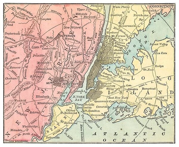 New York and Jersey map 1875