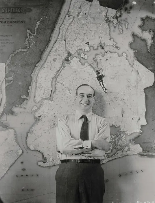Framed Print : New York Park Commissioner Robert Moses Posing with Map