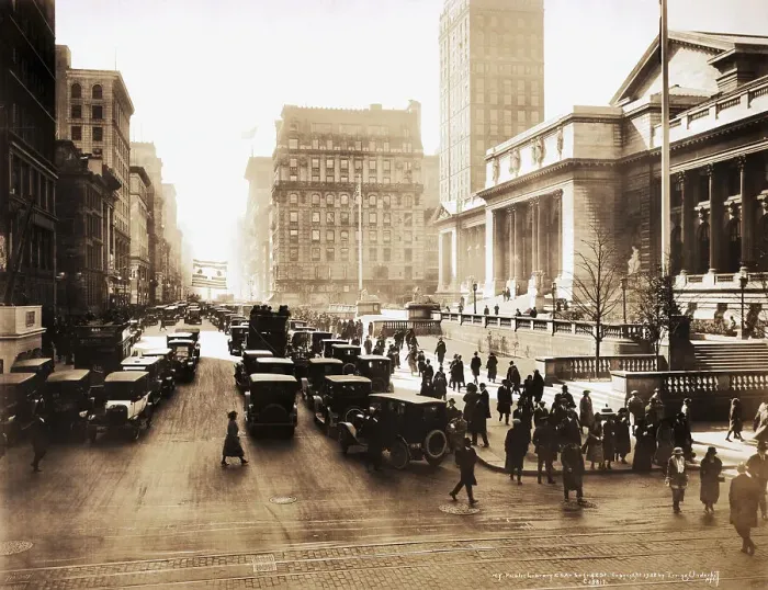 Framed Print : New York Public Library and 42nd Street