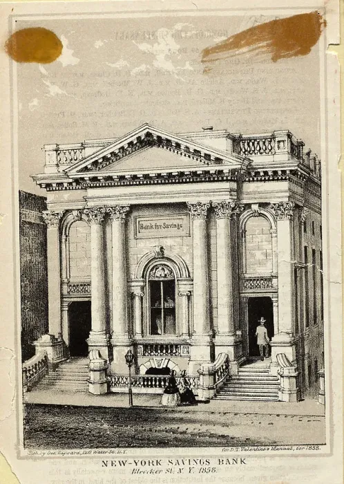 Framed Print : New York Savings Bank on Bleeker Street 1858 Framed Print : New York Savings Bank on Bleeker Street 1858