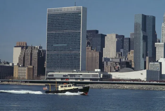 Framed Print : New York Skyline With UN Building Framed Print : New York Skyline With UN Building