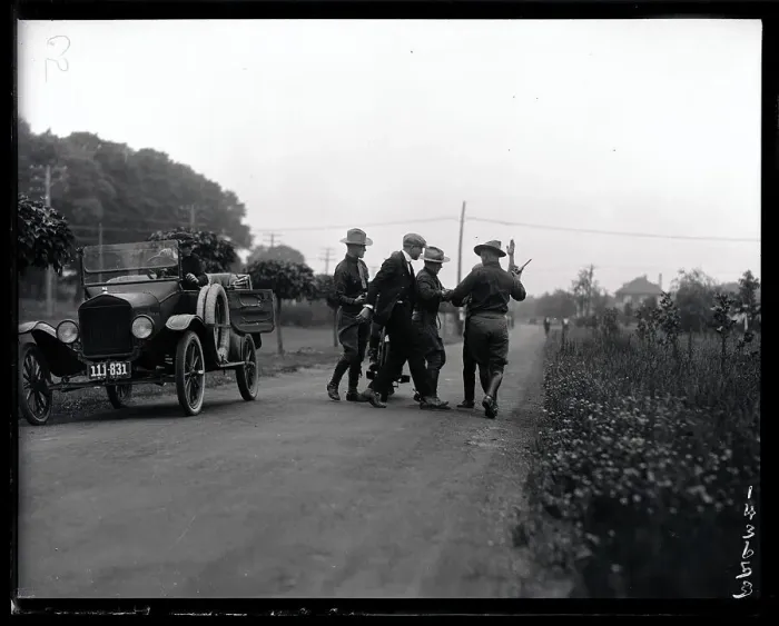 Framed Print : New York State Troopers Arresting Bootlegger Framed Print : New York State Troopers Arresting Bootlegger
