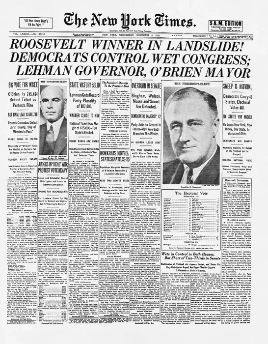 Framed Print : New York Times Proclaims FDR the Winner Framed Print : New York Times Proclaims FDR the Winner