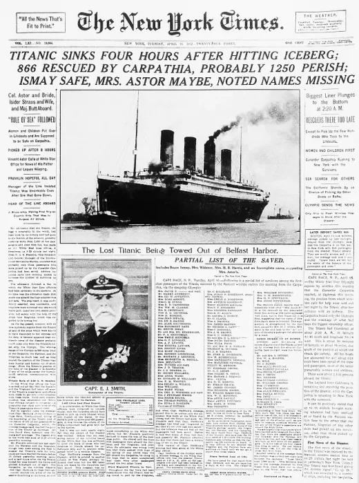 Framed Print : New York Times Reports Loss of Titanic