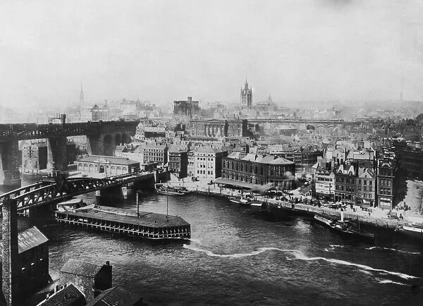 Newcastle. Boats on the river in Newcastle upon Tyne, circa 1900