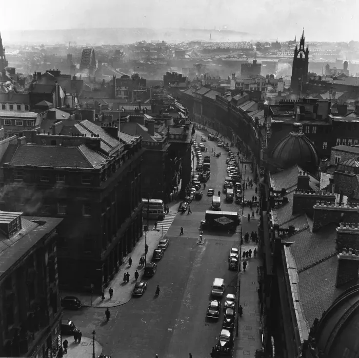 Framed Print : Newcastle. 1st May 1954: Looking down Grey Street, Newcastle from the Grey Monument Framed Print : Newcastle. 1st May 1954: Looking down Grey Street, Newcastle from the Grey Monument