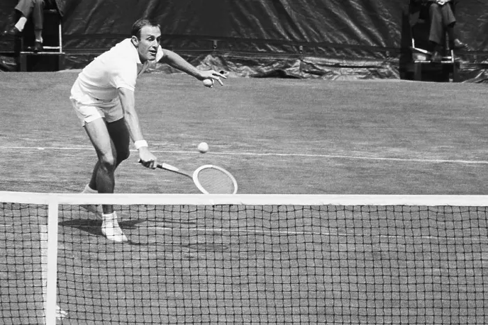 Framed Print : Newcombe Lunging to Return Shot in Tournament Framed Print : Newcombe Lunging to Return Shot in Tournament