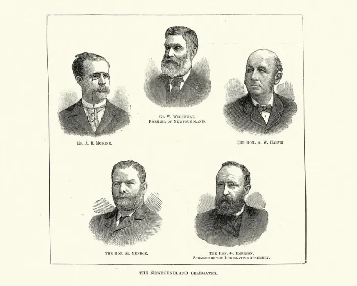 Framed Print : Newfoundland delegates, 1891, Sir William Whiteway Premier of Newfoundland