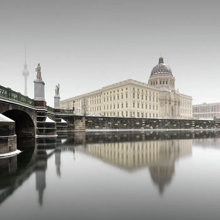 Framed Print : Newly built city palace, Humboldforum on the river Spree in winter in Berlin, Germany Framed Print : Newly built city palace, Humboldforum on the river Spree in winter in Berlin, Germany